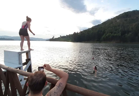 Swimming in lake Bunyonyi