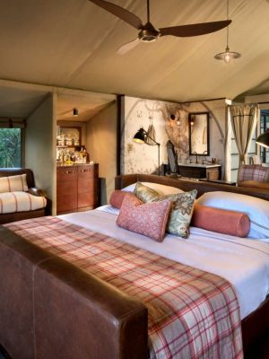 tented suite interior at andbeyond bateleur camp in the masai mara, Kenya