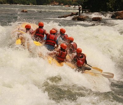 White water rafting at the source of the river Nile at Jinja, Uganda, Africa